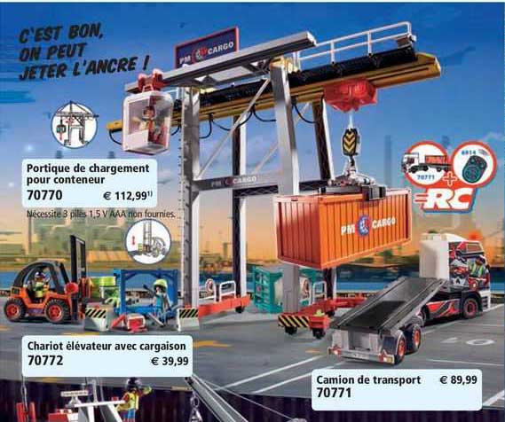 portique de chargement pour conteneur, chariot élévateur avec cargaison, camion de transport