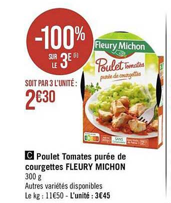 poulet tomates purée de courgettes fleury michon