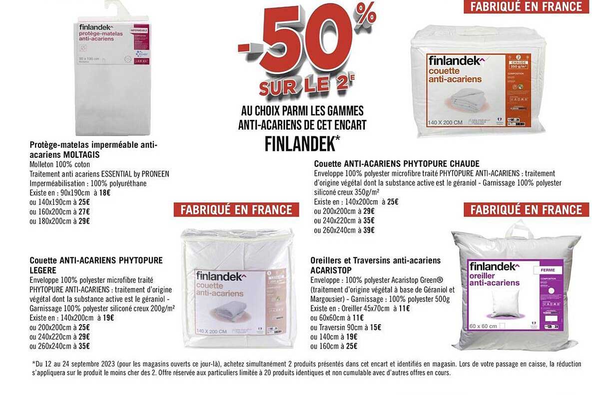 protège-matelas imperméable anti-acariens moltagis, couette anti-acariens phytopure légère, couette anti-acariens phytopure chaude, oreillers et traversins anti-acariens acaristop finlandek^