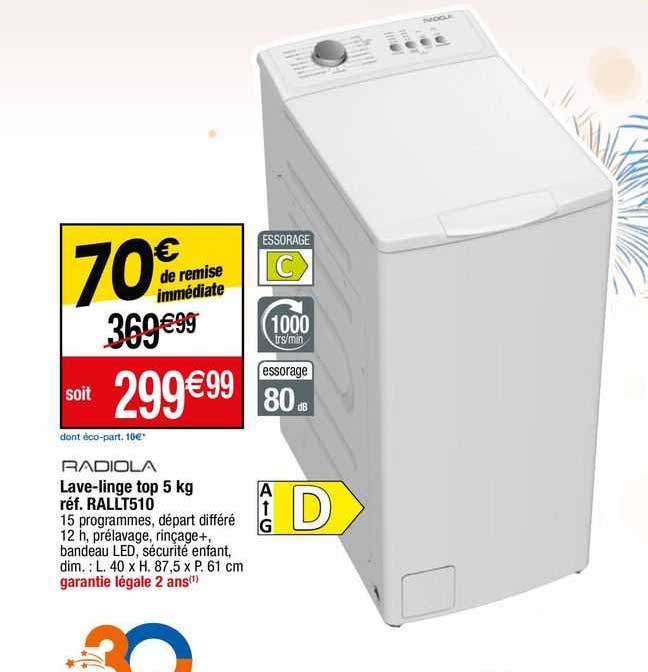 radiola lave-linge top 5 kg