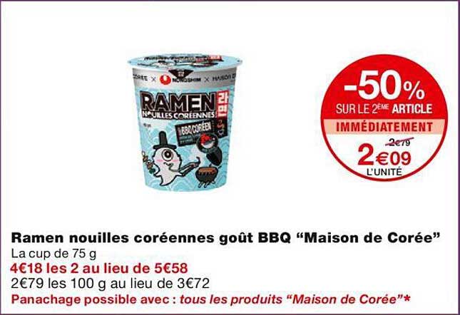 ramen nouilles coréennes goût bbq "maison de corée"