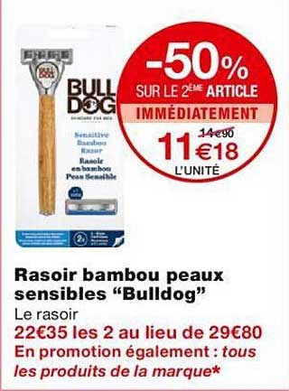 rasoir bambou peaux sensibles "bulldog"