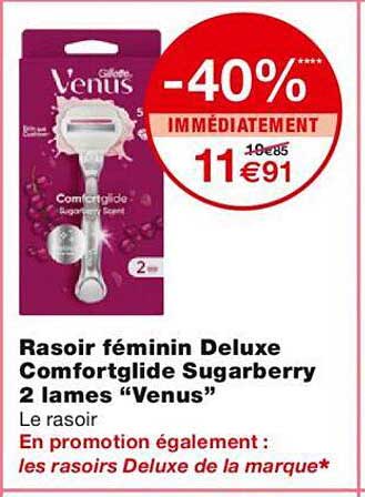 rasoir féminin deluxe comfortglide sugarberry 2 lames "venus"