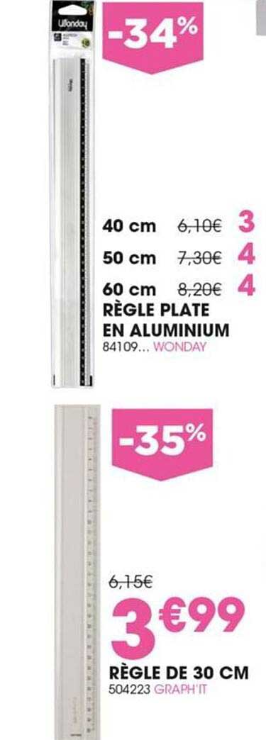 Règle Plate En Aluminium Wonday, Règle De 30 Cm Graph'it