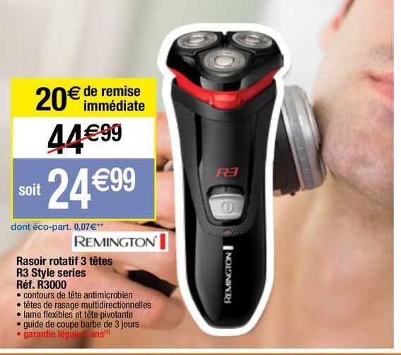 remingtob rasoir rotatif 3 tetes r3 style series