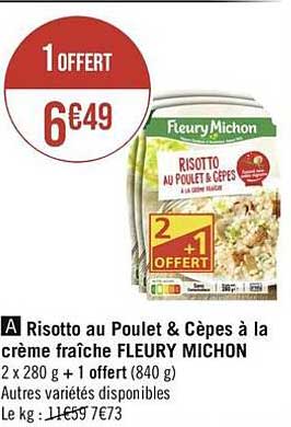 risotto au poulet & cèpes à la crème fraîche fleury michon