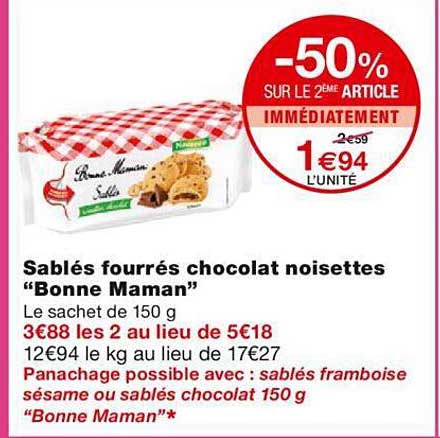 sablés fourrés chocolat noisettes "bonne maman"