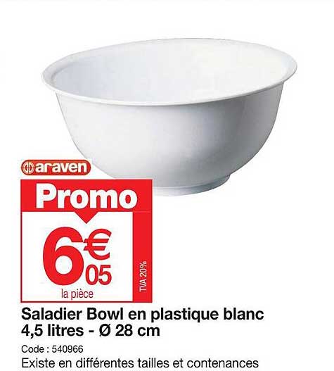 Saladier Bowl En Plastique Blanc