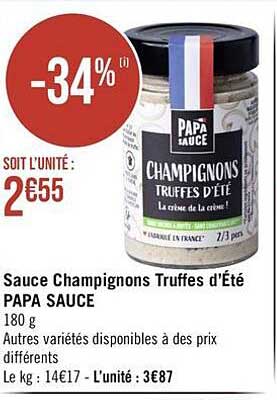 sauce champignons truffes d'été papa sauce