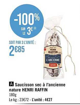 saucisson sec à l'ancienne nature henri raffin
