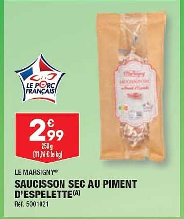 saucisson sec au piment d'espelette le marsigny