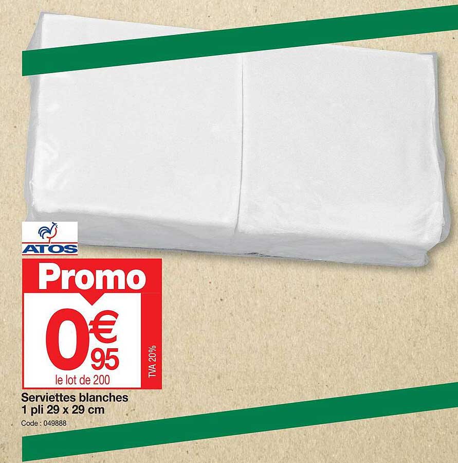 Serviettes Blanches 1 Pl 29 X 29 Cm