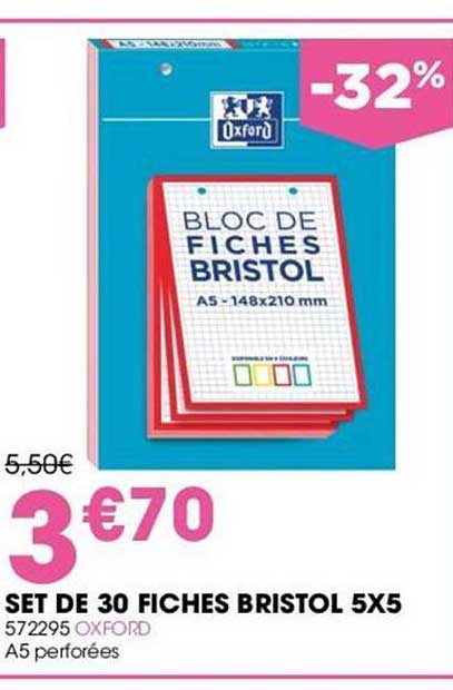 set de 30 fiches bristol 5x5 oxford