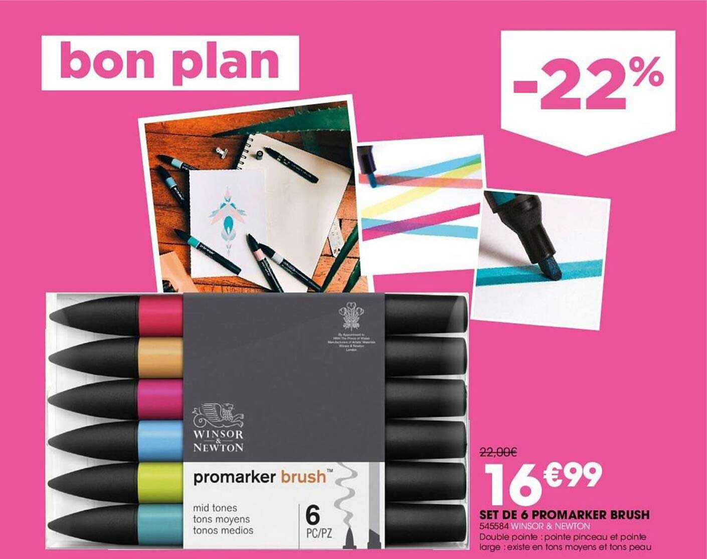 set de 6 promarker brush winsor & newton