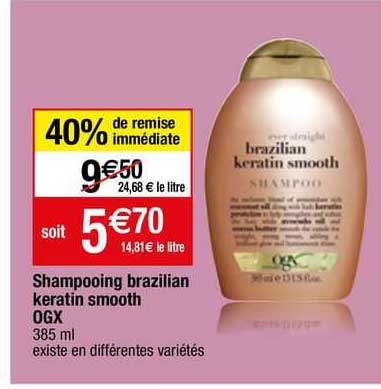 shampooing  brazilian keratin smooth ogx