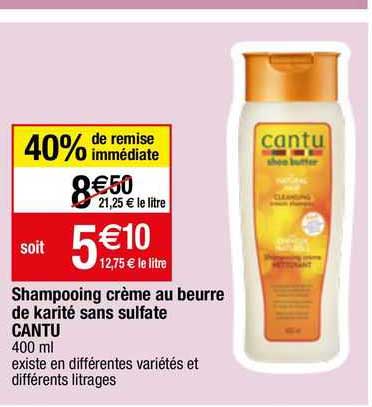 shampooing creme au beurre de karite sans  sulfate  cantu