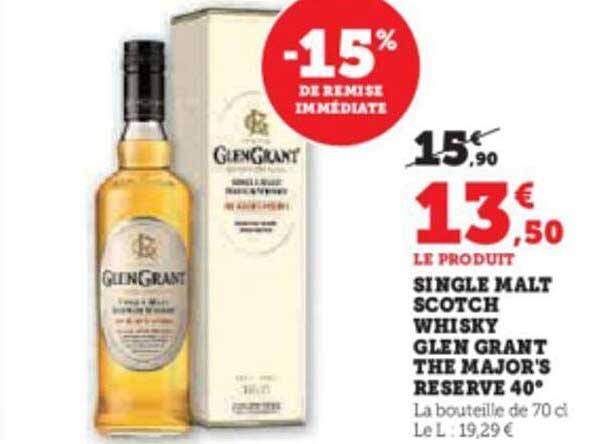 single malt scotch whisky glen grant the major's réserve 40°