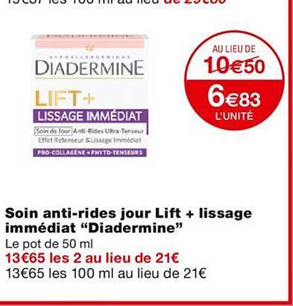 soin anti-rides jour lift + lissage immédiat "diadermine"