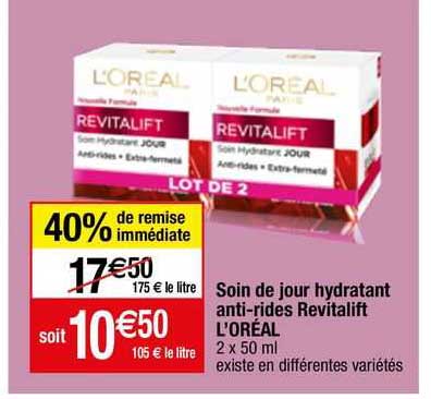 soin de jour hydratant anti-rides revitalift l'oreal