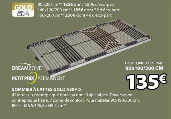 Sommier à Lattes Gold A30 Fix Dreamzone