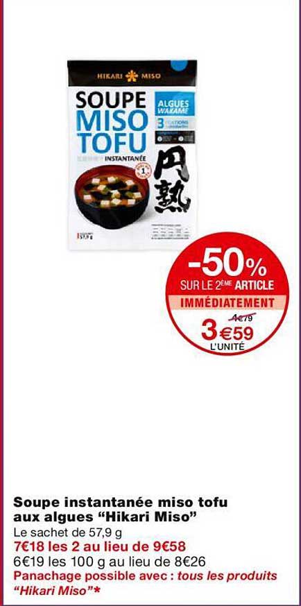 soupe instantanée miso tofu aux algues "hikari miso"