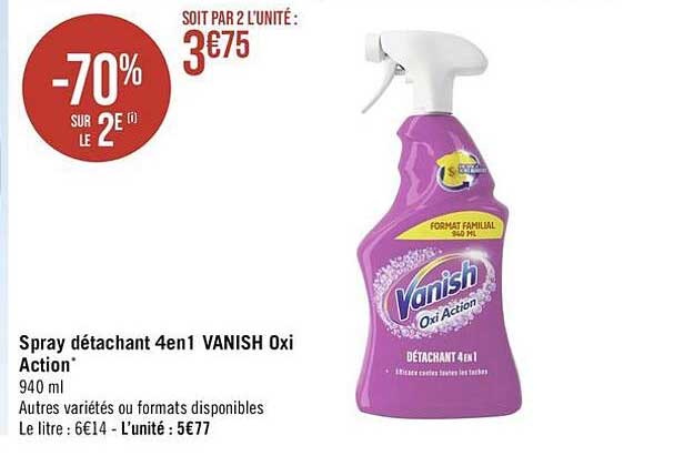 spray détachant 4 en 1 vanish oxi action