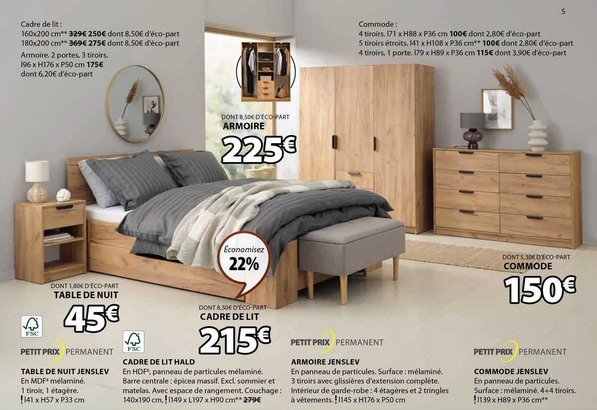 table de nuit jenslev, cadre de lit hald, armorie jenslev, commode jenslev