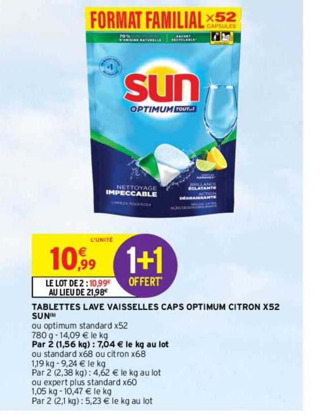 tablette lave vaisselles caps optimum citron x52 sun