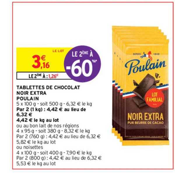Tablettes De Chocolat Noir Extra Poulain