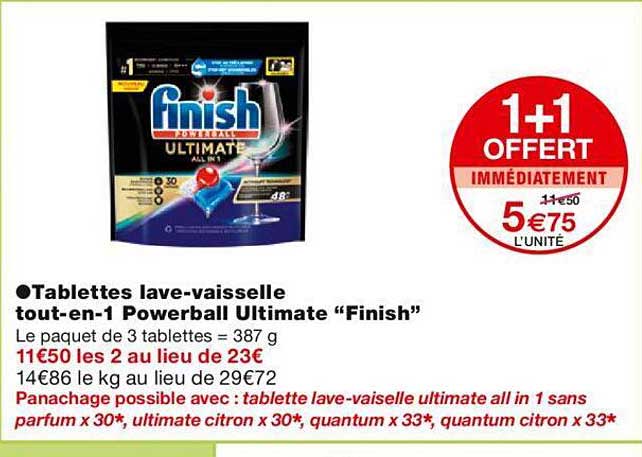tablettes lave-vaisselle tout-en-1 powerball ultimate "finish"