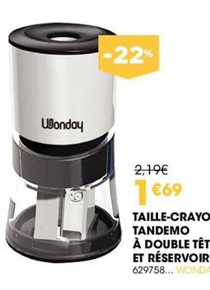 taille-crayon tandemo à double tête et réservoir wonday