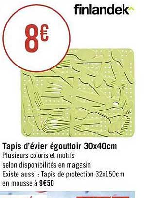 tapis d'évier égouttoir 30 x 40 cm finlandek^
