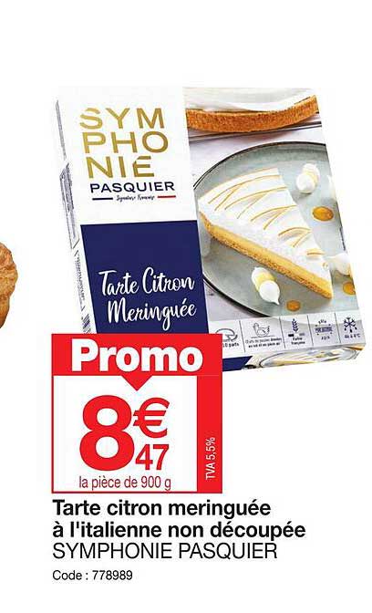 tarte citron meringuée à l'italienne non découpée symphonie pasquier