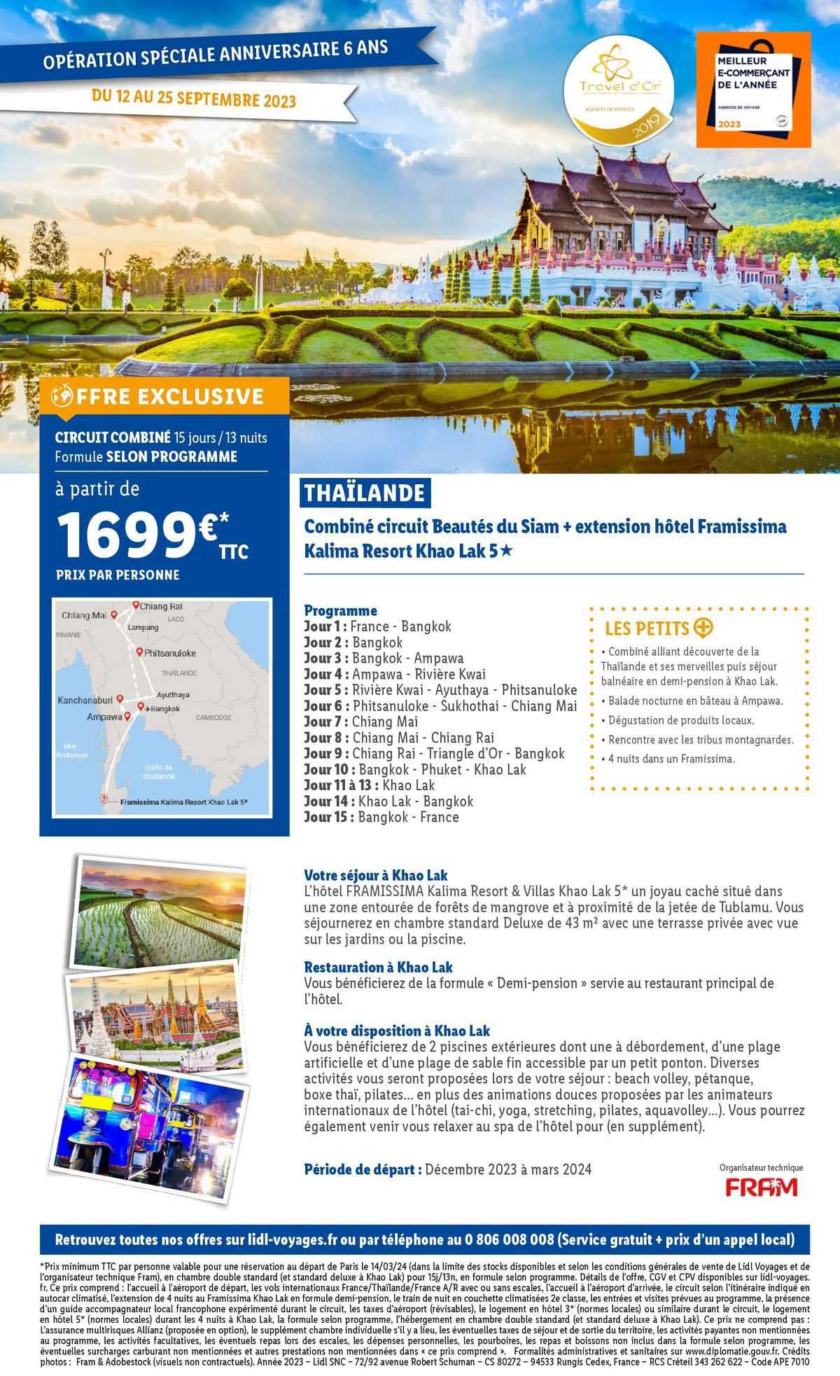 thaïlande : combiné circuit beautés du siam + extension hôtel framissima kalima ressort khao lak 5*