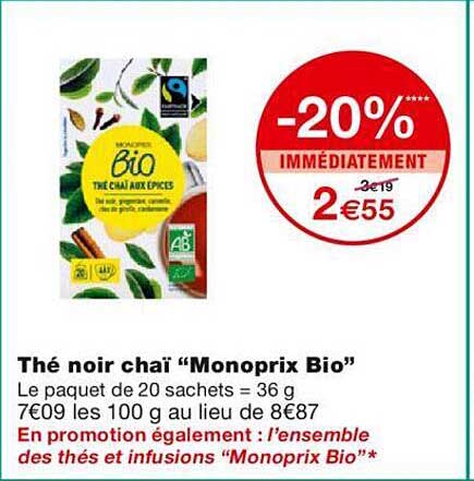 thé noir chaï "monoprix bio"