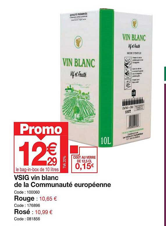 vsig vin blanc de la communauté européenne rouge, rosé