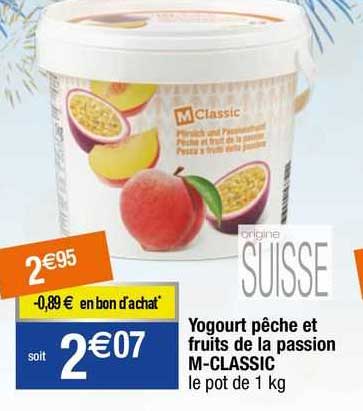 yogourt pêche et fruits de la passion m-classic