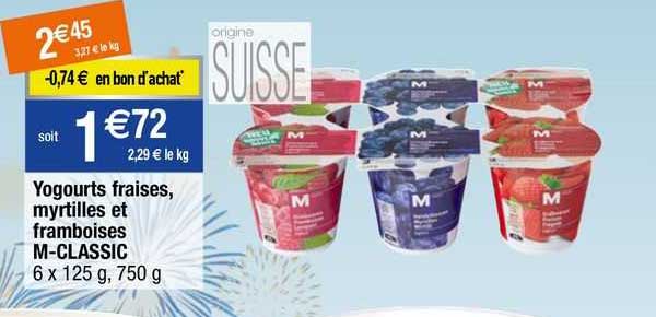 Yogourts Fraises, Myrtilles Et Framboises M-classic