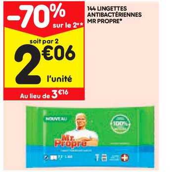 144 lingettes antibactériennes mr propre -70% sur le 2e