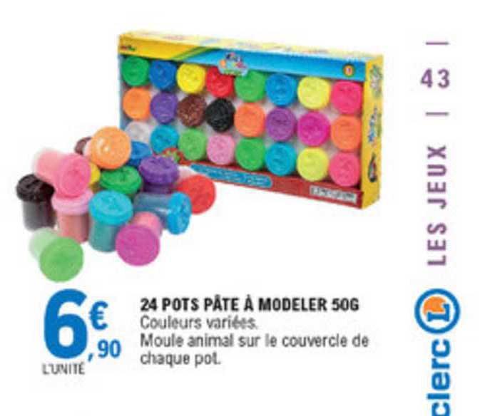 24 pots pâte à modeler 50g