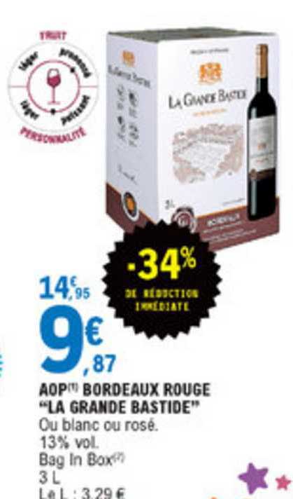 aop bordeaux rouge la grande bastide -34% réduction immédiate
