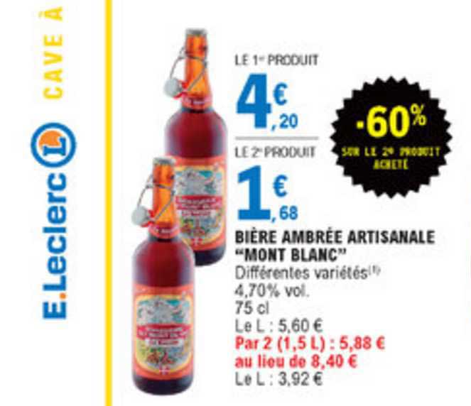 Bière Ambrée Artisanale Mont Blanc -60% Sur Le 2e Produit Acheté