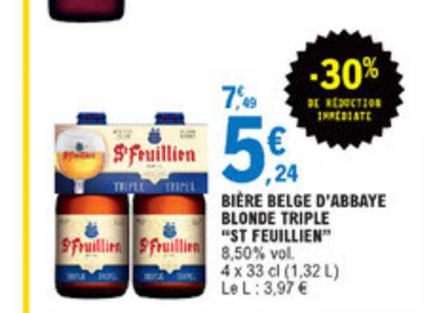 bière belge d'abbaye blonde triple st feuillien -30% réduction immédiate