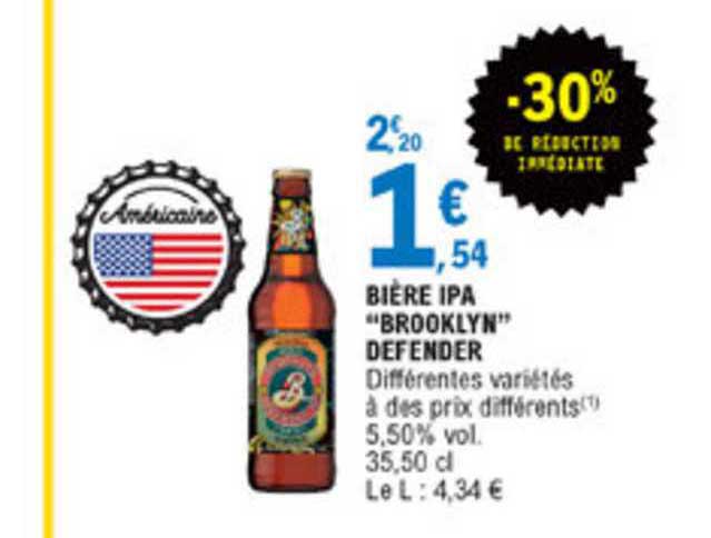bière ipa brooklyn defender -30% réduction immédiate