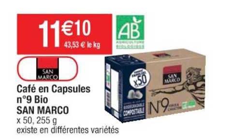 café en capsules n°9 bio san marco