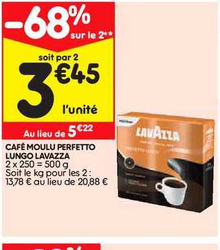 Café Moulu Perfetto Lungo Lavazza -68% Sur Le 2e