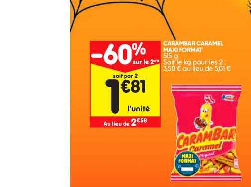 carambar caramel maxi format -60% sur le 2e