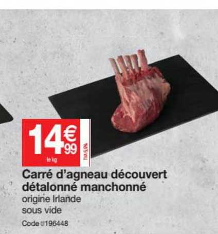 carré d'agneau découvert détalonné manchonné