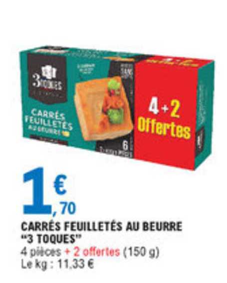 carrés feuilletés au beurre 3 toques 4+2 offertes