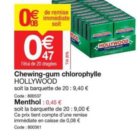 chewing gum chlorophylle hollywood